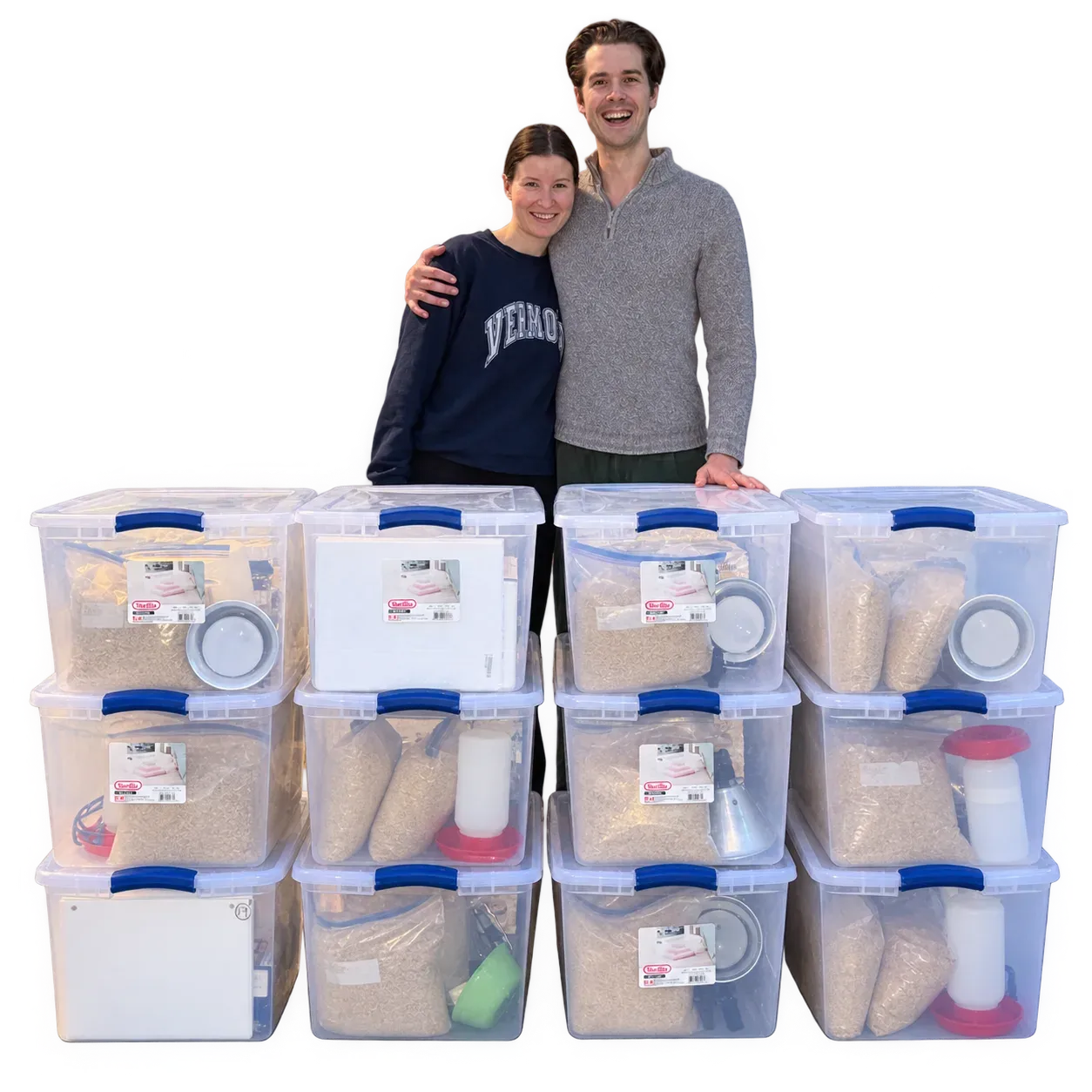Dylan and Ingrid with the first batch of hatching kits, 2022